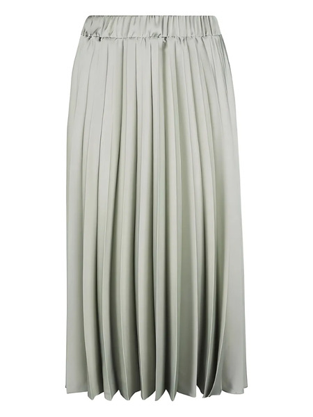  D.exterior Pleated Satin Midi Skirt - Green 