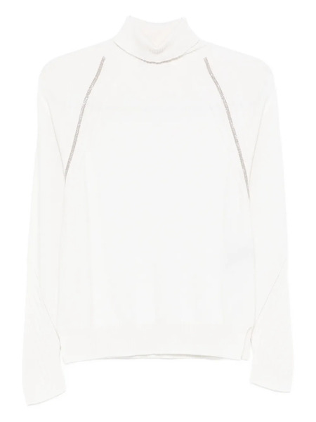  D.exterior Raglan-sleeve High-neck Sweater - White 