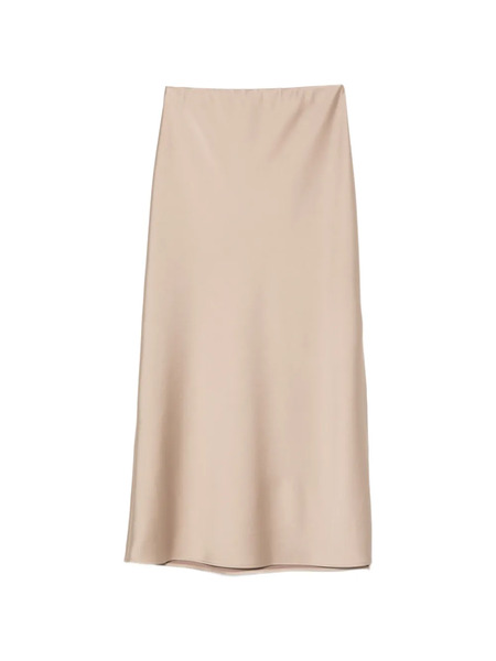  D.exterior Side-slit Maxi Skirt - Brown 