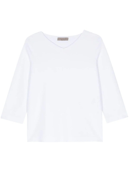  D.exterior V-neck Fine-ribbed Jumper - White 