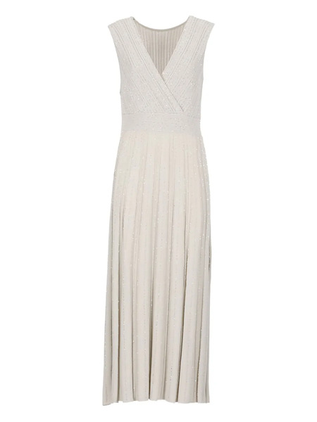  D.exterior V-neck Pleated Maxi Dress - Neutrals 