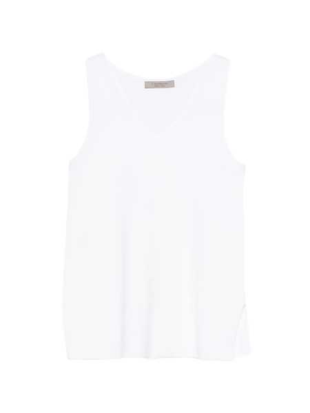  D.exterior V-neck Sleeveless Top - White 