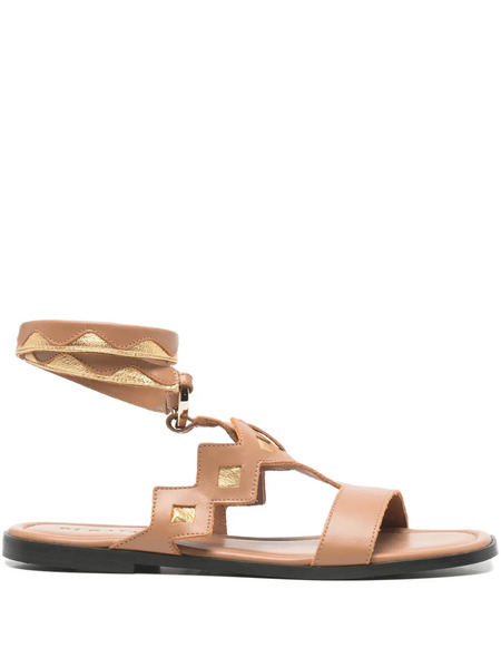  Di Gaia Jane Cutout Studded Sandals - Brown 