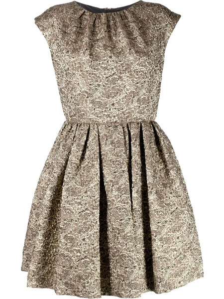  Dice Kayek Floral-jacquard Flared Dress - Gold 