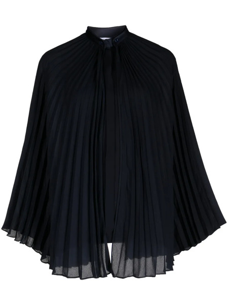  Dice Kayek Pleated Band-collar Blouse - Blue 