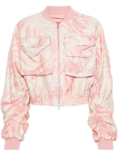  Diesel Abstract-print Cropped Bomber Jacket - Pink 