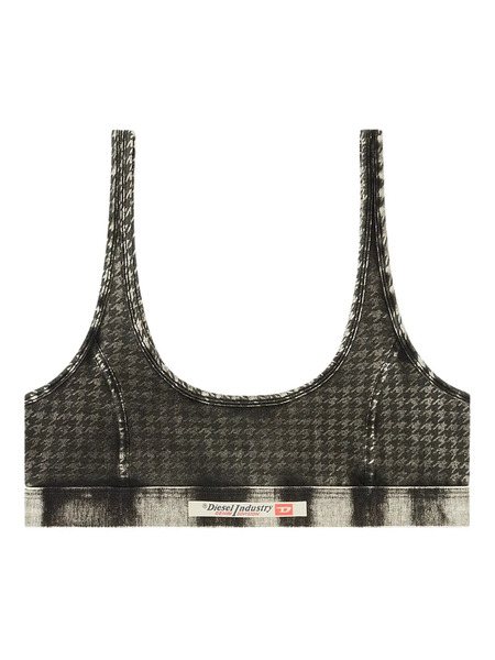  Diesel Ariel Dnm Houndstooth Print Cotton Bra - Grey 