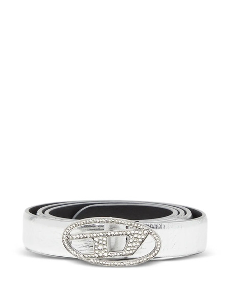  Diesel B-1dr Strass 20 Leather Belt - Silver 