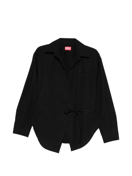  Diesel C-delphos-s1 Tie-detail Collared Shirt - Black 