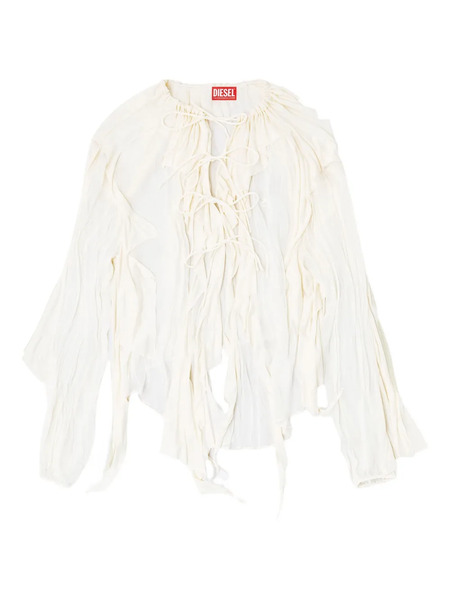  Diesel C-lassy Ruffled Lace-up Blouse - White 