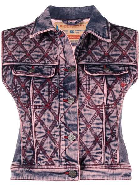  Diesel Contrast-stitching Cropped Vest - Pink 