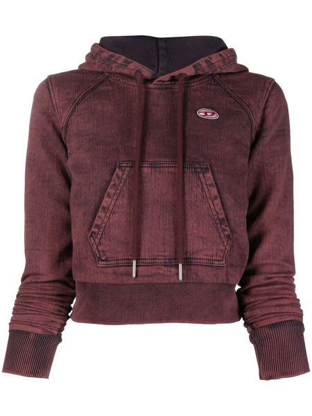  Diesel Cropped Denim Hoodie - Red 