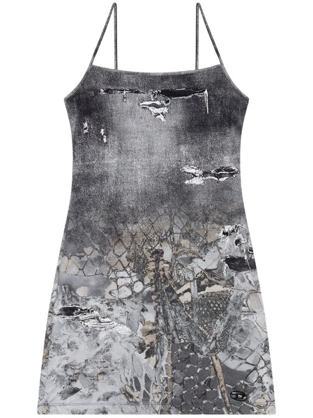  Diesel D-hoppyn Denim-print Minidress - Grey 