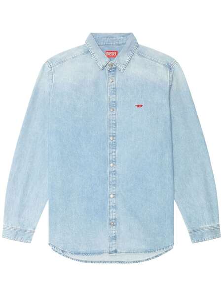  Diesel D-simply Logo-embroidered Denim Shirt - Blue 