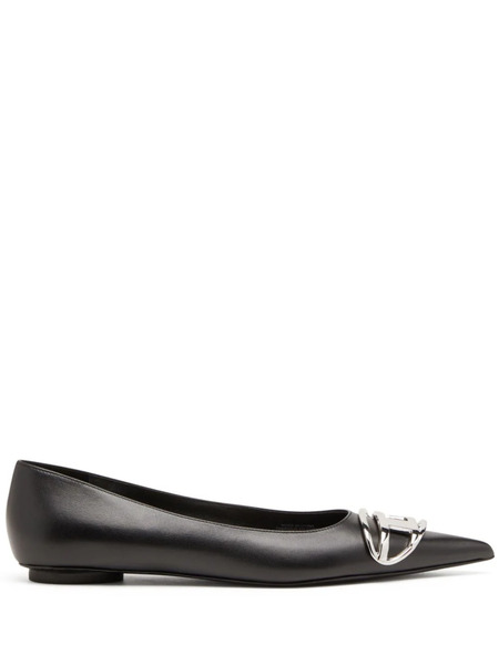  Diesel D-venus Leather Ballerina Shoes - Black 