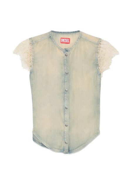  Diesel De-malka-s Lace Panelled Button Shirt - Blue 