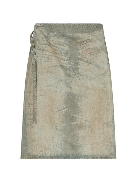  Diesel De-morika-fsi Wrapover-belt A-line Midi Skirt - Grey 