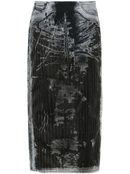  Diesel De-pra-fse1 Denim Midi Skirt - Black 