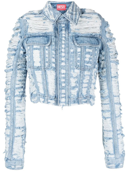  Diesel De-slimmy-fsc Cropped Denim Jacket - Blue 