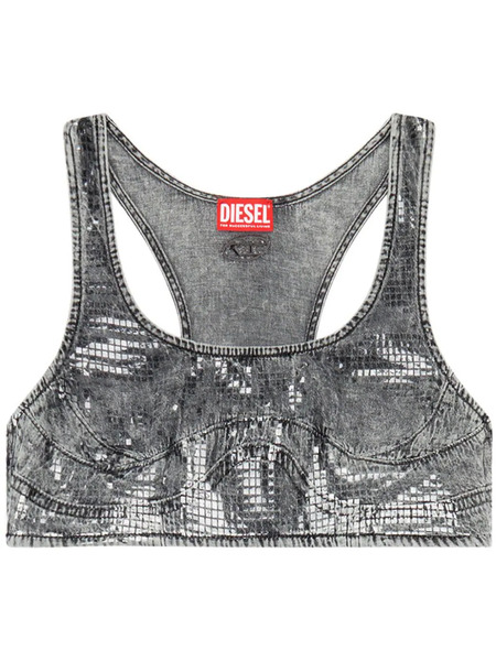  Diesel De-toppy-s Denim Crop Top - Grey 