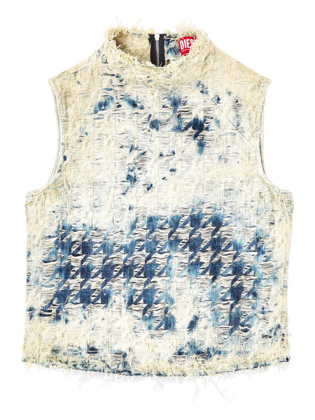  Diesel Denim Houndstooth Vest - White 