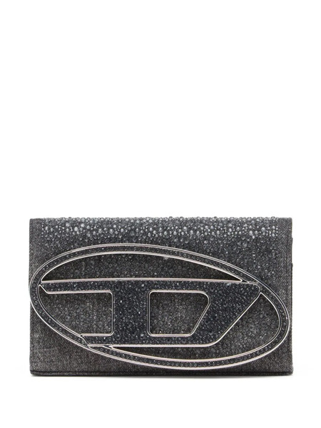  Diesel 1dr Crystal Embellished Denim Wallet - Black 