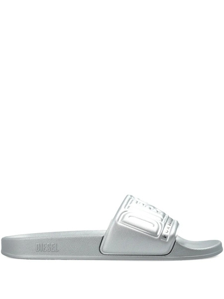  Diesel Embossed Logo Slide - Silver 