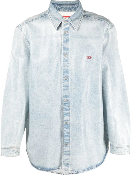  Diesel Embroidered-logo Denim Shirt - Blue 