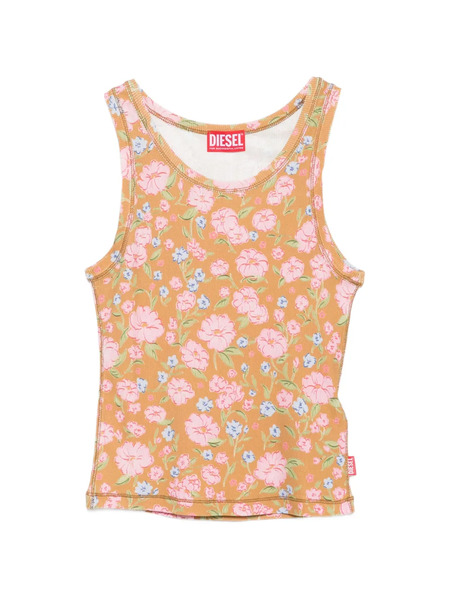  Diesel Floral Print Ribbed Top - Brown 