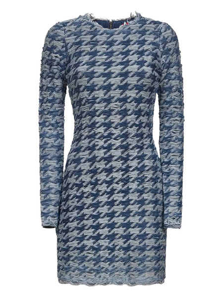  Diesel Frayed-houndstooth Mini Dress - Blue 
