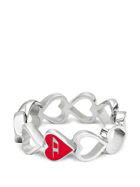  Diesel Heart Enamel Ring - Silver 