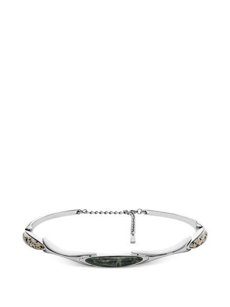  Diesel Jasper Stainless Steel Choker Necklace - Silver 