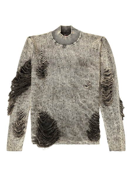  Diesel K-fjordi Frayed Mock-neck Sweater - Grey 