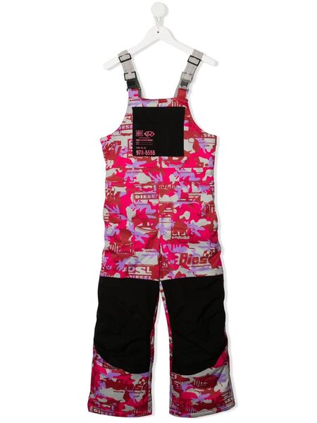  Diesel Kids Camouflage Logo-print Ski Jumpsuit - Red 