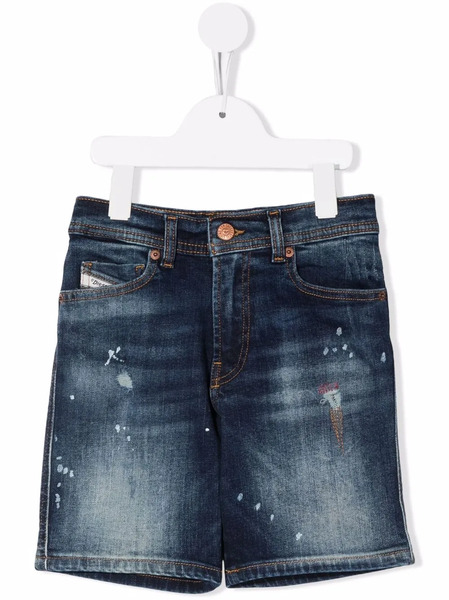  Diesel Kids Distressed-finish Jean Shorts - Blue 