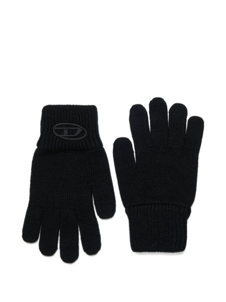  Diesel Kids Logo-embroidered Ribbed Gloves - Black 