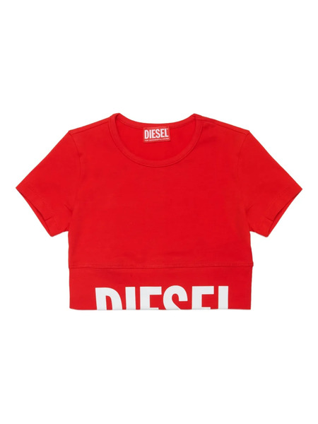  Diesel Kids Logo-hem Crew-neck T-shirt - Red 