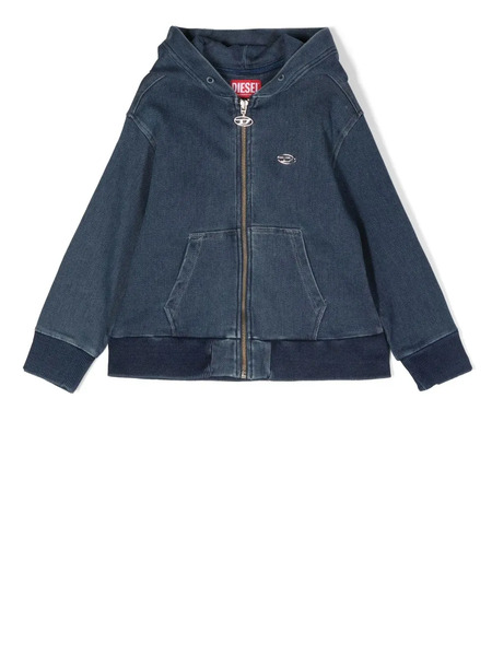  Diesel Kids Logo-plaque Denim Hoodie - Blue 