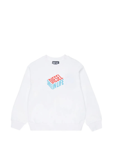  Diesel Kids Logo Sacubop Sweater - White 
