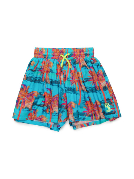  Diesel Kids Palm Tree-print Swim Shorts - Blue 