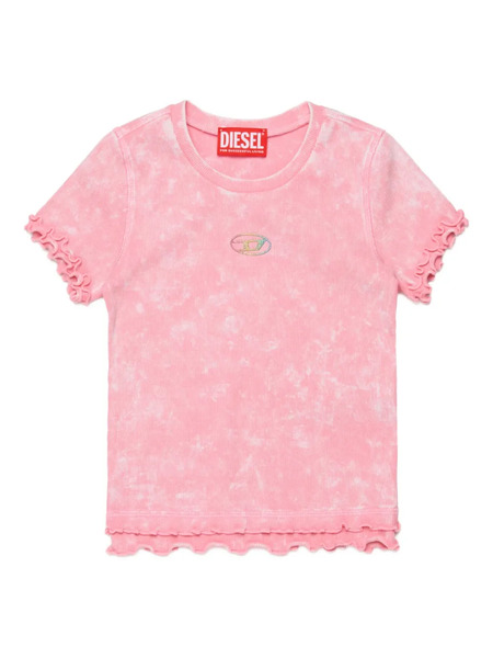  Diesel Kids Ruffled Logo T-shirt - Pink 