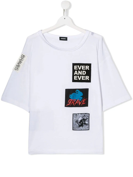  Diesel Kids Teen Patch Embroidered T-shirt - White 