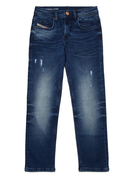  Diesel Kids Whiskering-effect Straight-leg Jeans - Blue 