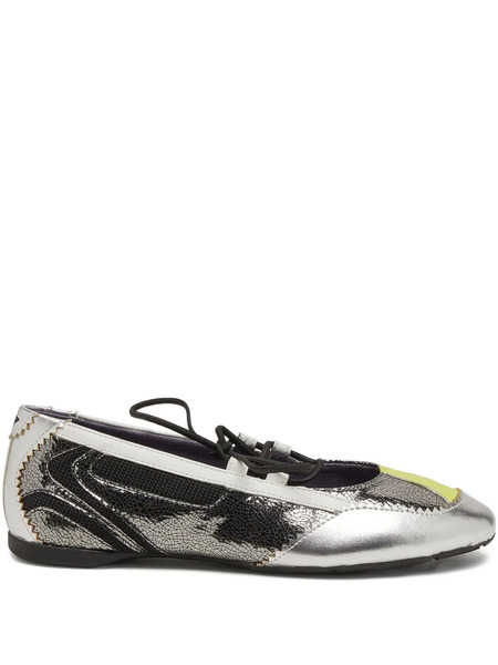  Diesel Lace-up Ballet Flats - Silver 