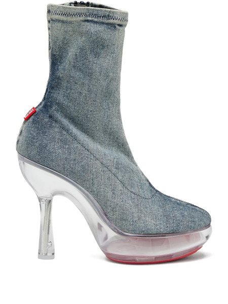  Diesel Lake Denim Platform Boots - Blue 