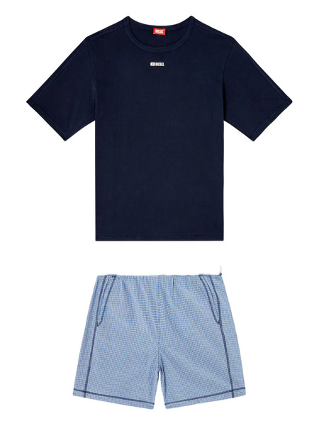  Diesel Logo-detail Check-pattern Pajama Set - Blue 