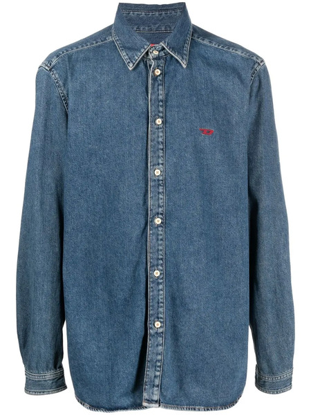  Diesel Logo-embroidered Denim Shirt - Blue 