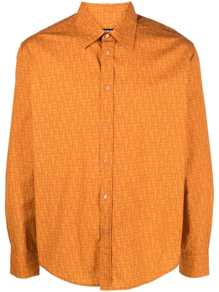  Diesel Logo-print Press-stud Fastening Shirt - Orange 
