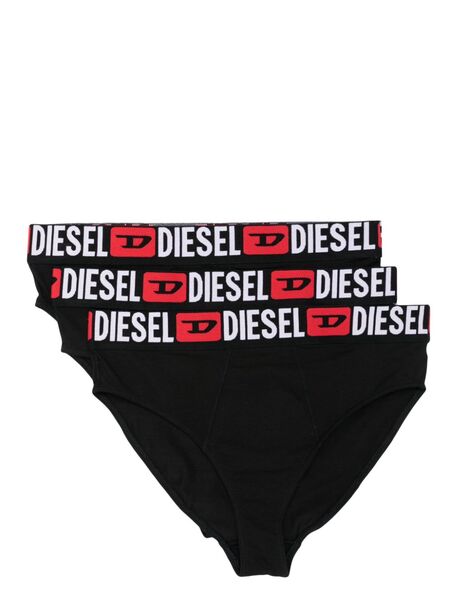  Diesel Logo-waistband Briefs (pack Of Three) - Black 