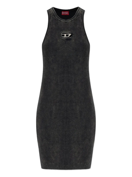  Diesel M-anchorage Logo-plaque Ribbed Mini Dress - Grey 